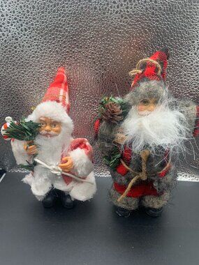 Lot of 2 Santa Claus Figure Ornaments SELLING AS IS